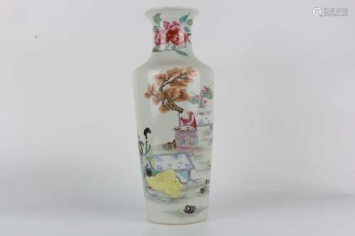 Qing Yongzheng famille-rose vase with figures and stories on...