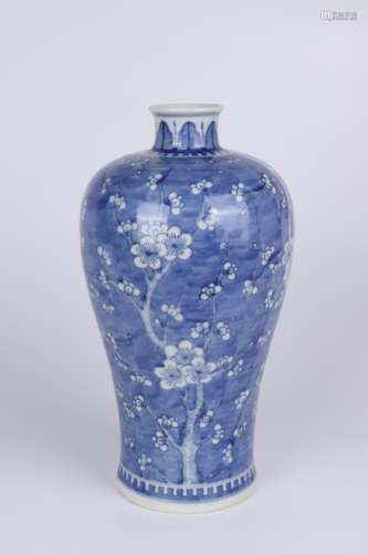 Qing dynasty blue and white floral plum vase