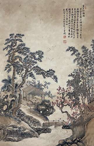 Wang Pheasant Summer Five Plum Blossoms Scroll