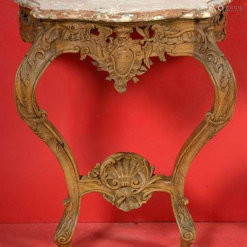 Petite console d'applique Louis XV en chêne sculpté ornée du...