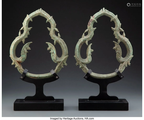 A Pair of Khmer Palanquin Rings 9-1/2 x 7-3/4 x