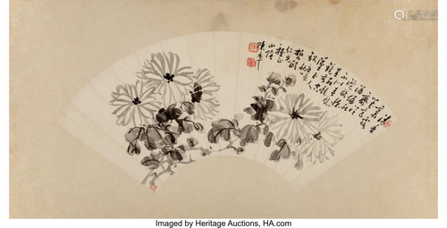 Chen Nian (Chinese, 1876-1970) Two Fan Leafs Ink