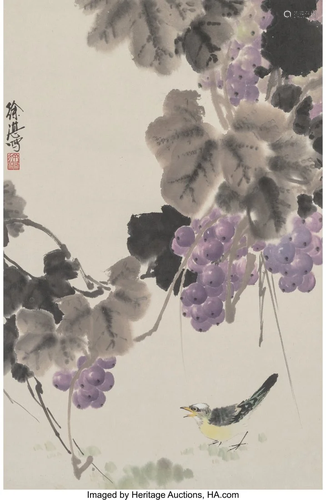 Xu Zhan (Chinese, b. 1945) Bird and Grapes, 20th