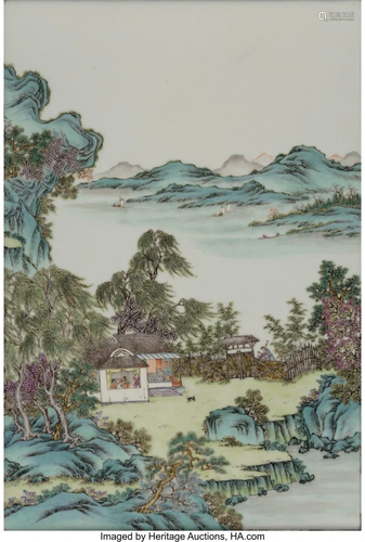 A Chinese Porcelain Landscape Plaque, Republic P