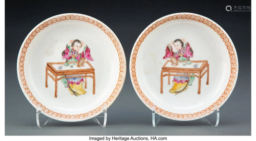 A Pair of Small Chinese Enameled Porcelain Dishe