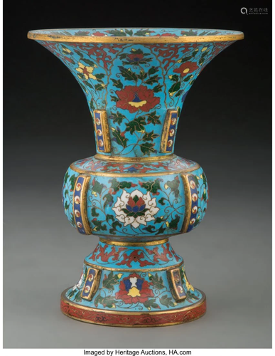 A Chinese Cloisonné Gu Vase, Qing Dynasty 7-1/2