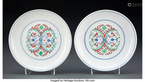 Two Chinese Doucai Plates Marks