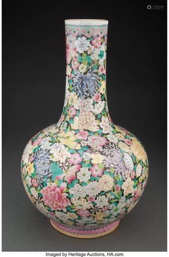 A Chinese Millefleur Enameled Porcelain Vase, Qi