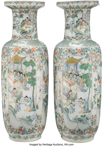 A Pair of Large Kangxi Revival Wucai Porcelain V