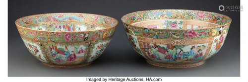 Two Large Chinese Export Porcelain Mandarin Pale