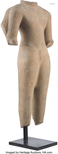 A Khmer-Style Sandstone Torso of a Male Deity 30