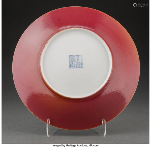 A Chinese Oxblood Glazed Plate, Qing Dynasty Mar