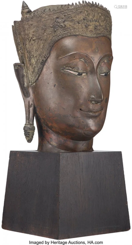 A Thai Bronze Head of Buddha, Ayutthaya Period,