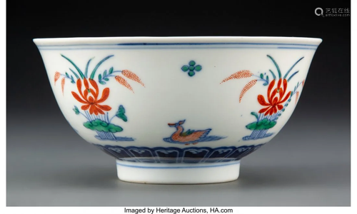 A Chinese Doucai Mandarin Duck Bowl Marks