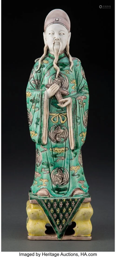 A Chinese Famille Verte Porcelain Figure, Qing D