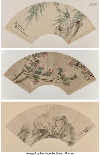 Chinese School (19th-20th Century) Three Fan Pai