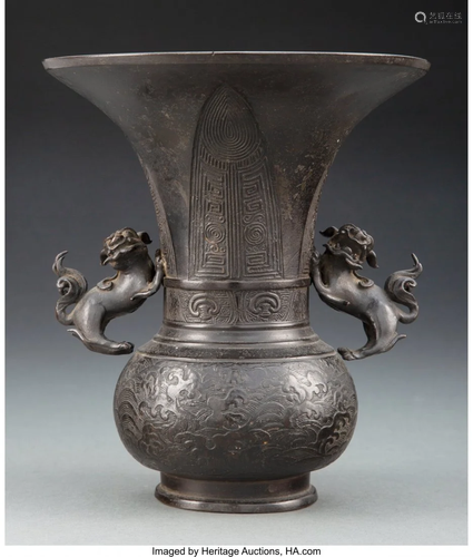 An Asian Bronze Vase 8 x 7 inches (20.3 x 17.8 c