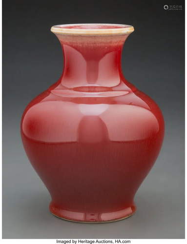 A Chinese Oxblood Vase 6-3/4 x 5-1/4 inches (17.