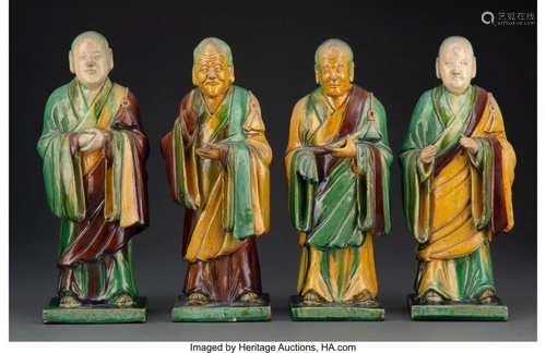 A Group of Four Chinese Sancai Luohan, Qing Dyna