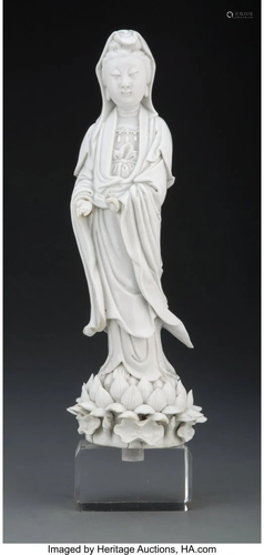 A Chinese Blanc-de-Chine Guanyin 13-1/2 x 5 inch