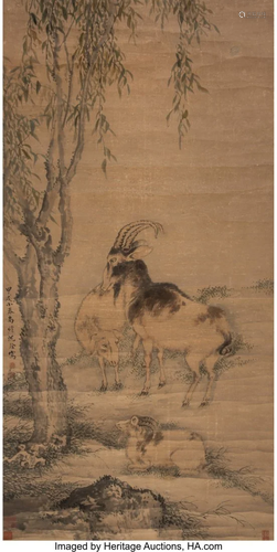 Shen Quan (Chinese, c. 1682-1760) Three Rams, 17