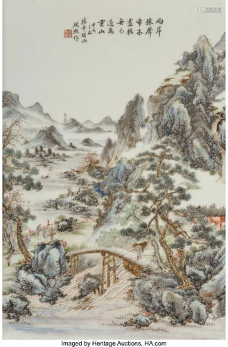 A Chinese Enameled Porcelain Plaque, Republic Pe