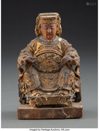 A Gilt and Polychrome Wood Figure of Mazu, 19th