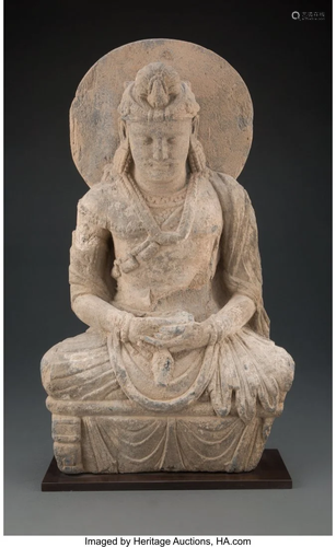 A Gandharan Gray Schist Figure of Buddha Shakyam