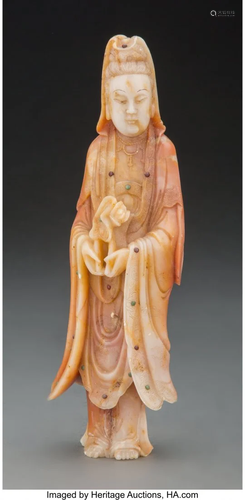 A Chinese Carved Soapstone Guanyin 7-1/8 x 2-1/4