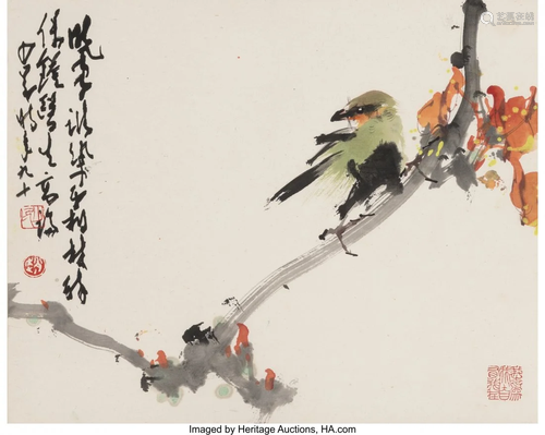 Zhao Shao'ang (Chinese, 1905-1998) Bird on Branc