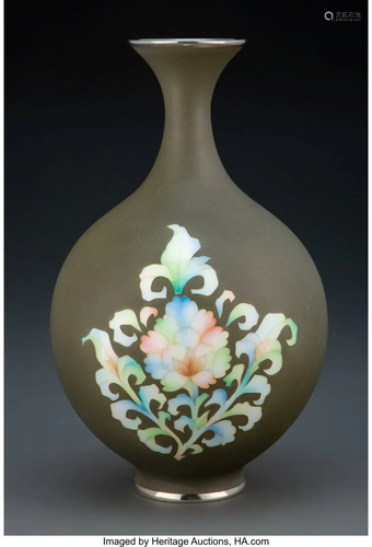 A Rare Japanese Cloisonné Matte Ground Vase, c.