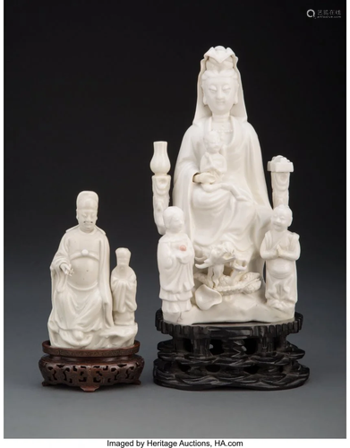 Two Chinese Blanc-de-Chine Figural Group with St