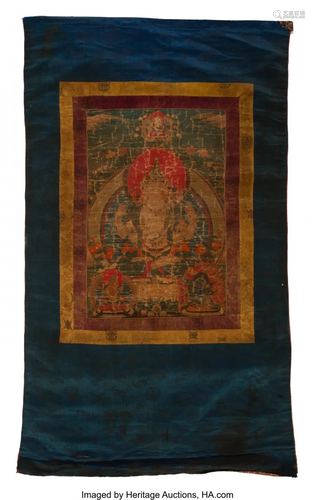 A Tibetan Thangka of a Four-Armed Bodhisattva Ma