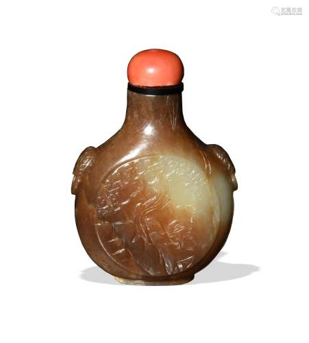 Chinese Jade Snuff Bottle Carved with a Crane, 19th十九世纪 ...