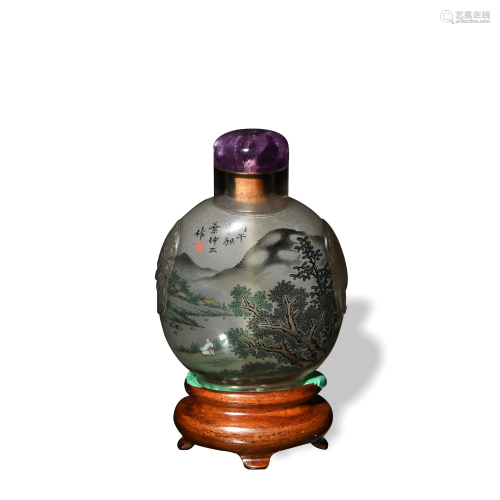 Chinese Inside-Painted Snuff Bottle by Ye民国 叶仲三水晶内画...