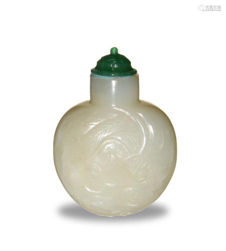 Chinese Jade Snuff Bottle with Phoenix, 18-19th C#十八/十九世...