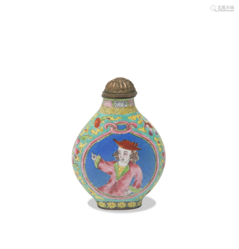 Chinese Enameled Bronze Snuff Bottle, 19th Century十九世纪 乾...