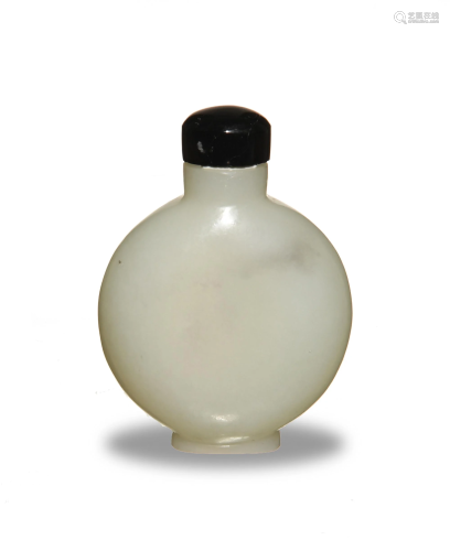 Chinese White Jade Snuff Bottle, 19th C#十九世纪 白玉鼻烟壶