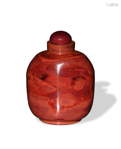Chinese Imitation Amber Snuff Bottle, 19th Century十九世纪 料...
