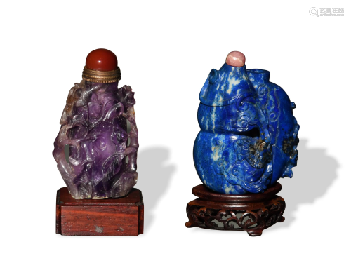 Chinese Crystal and Lapis Lazuli Snuff Bottles ,Early二十世纪...