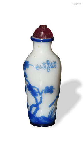 Chinese White Peking Glass Snuff Bottle, 18th C#十八世纪 料器...