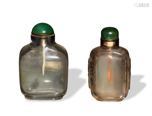 Two Chinese Crystal Snuff Bottles, 19th Century十九世纪 水晶...