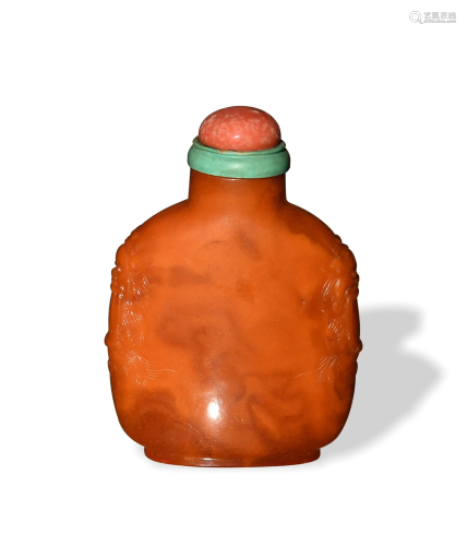 Chinese Amber Snuff Bottle, 18th Century十八世纪 蜜蜡铺首鼻烟...