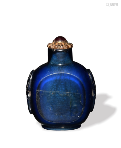 Chinese Blue Peking Glass Snuff Bottle, 19th Century十九世纪...