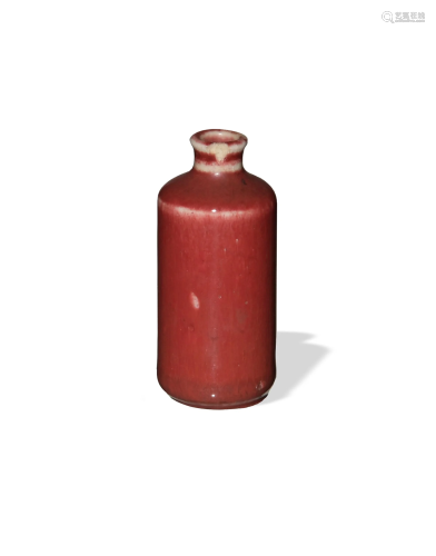 Chinese Red Glazed Porcelain Snuff Bottle, 19th C#十九世纪 红...