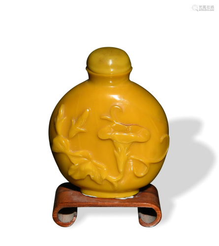 Chinese Yellow Peking Glass Snuff Bottle, Late 19th C#十九世...