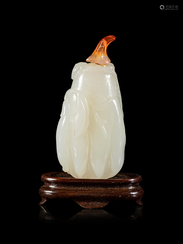 A White Jade 'Hand Citron' Snuff Bottle