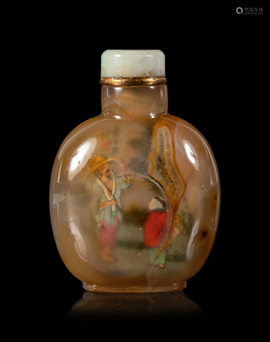 An Inside Painted Agate Snuff Bottle