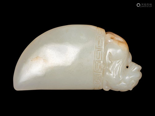 A White Jade Axe-Form Pendant