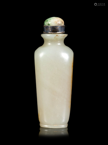 A Celadon and Russet Jade Snuff Bottle